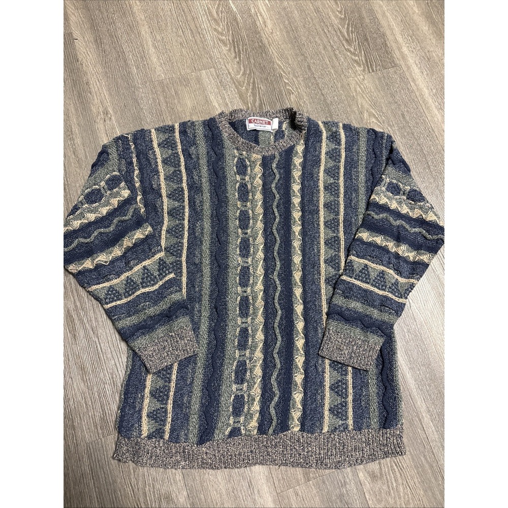 Carnet Knitwear 3D Knit Sweater Men's M Cotton Coogi Style "Cosby" - Picture 1 of 4